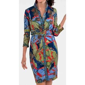 New Gretchen Scott Buttoned Twist And Shout Ditto Olive Dress Sz L Large NWT